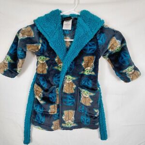 Kids Star Wars Bathrobe 2T Mandalorian Baby Yoda Fleece Plush Robe Hooded Grogu